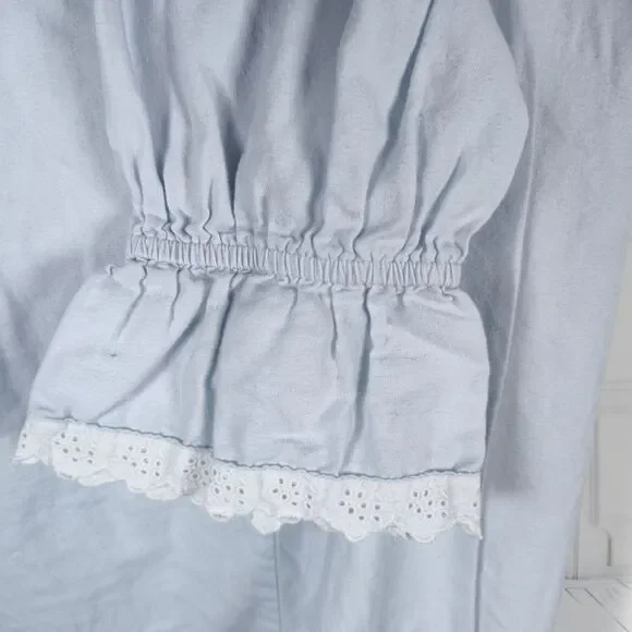 Vintage Victoria Secret Y2K Cottagecore Cotton Chemise Nightgown Size S Blue